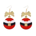 Christmas bow acrylic Santa suit belt earrings with gold glitter and red sequins - Santa Claus