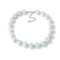 Minimalist silver disco ball beaded necklace with mirror finish spheres and adjustable clasp - Silver