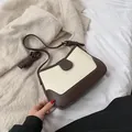 Vintage Umhängetasche aus Canvas und braunem Leder mit verstellbarem Schultergurt - Braun