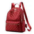Mochila para mujer en nylon rojo oscuro con diseño acolchado y cremalleras doradas - Rojo Vino Pequeño