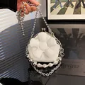 Mini 3D flower-shaped crossbody bag for kids in white PU leather with pearl chain - White