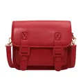 Klassieke rode Cambridge crossbodytas met verstelbare riem en gouden hardware - Rood