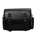 Klassieke zwarte lederen crossbody tas met stijlvolle klep en gespdetails voor dames - Zwart