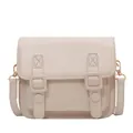 Chique crèmewitte crossbody satchel tas in Cambridge-stijl met decoratieve gespriemen - Broken Wit
