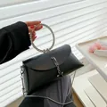 Black jelly bag with rhinestone ring handle and silver chain strap for women - Large / Black