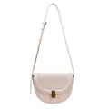 Bolso montura chic de cuero sintético beige con hebilla de bronce vintage y correa ajustable - Blanco Roto