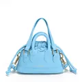 Mini borsa a tracolla azzurro cielo con sacchetto interno e logo dorato moda - Blu