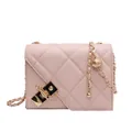 Pink quilted shoulder bag with gold chain strap and decorative sphere charm detail - Pink