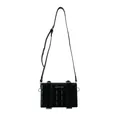 Modern black quilted box crossbody bag with silver hardware and adjustable strap - Black
