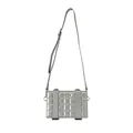 Silver-grey box crossbody bag with grid embossed pattern and adjustable shoulder strap - Silver