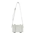 Minimalist white chocolate box crossbody bag with grid pattern and adjustable strap - White
