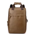 Sac à dos d'affaires en cuir marron avec poche zippée cachée et poignée robuste - Kaki