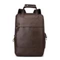 Sac à dos d'affaires marron foncé en similicuir avec texture grain de litchi - Marron
