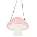 Sac bandoulière en cuir verni rose en forme de champignon avec pois blancs et chaîne - Rose
