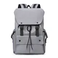 Wasserfester grauer Nylon Rucksack für 15,6 Zoll Laptops mit Kordelzug und Klappe - Grau