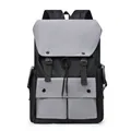 Minimalistischer Nylon-Rucksack im zweifarbigen Design mit Kordelzug und Schnalle - Schwarz und Grau
