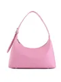 Pink hobo shoulder bag in premium matte faux leather with adjustable silver buckle - Pink