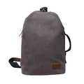 Bandolera de lona gris oscuro con detalles de cuero marrón y gran capacidad interior - Gris claro