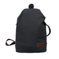 Bolso bandolera retro de lona negra con detalles de cuero marrón y gran capacidad - Negro