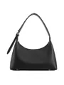 Classic black hobo underarm bag in matte leather with adjustable silver buckle strap - Black