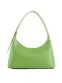 Minimalist light green leather hobo bag with adjustable strap and semi-moon shape - Green