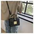 Chic black glitter crossbody bag with gold chain and metal buckle for women - Black