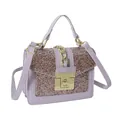Mini light purple crossbody bag with colorful sequins and golden chain handle detail - Purple