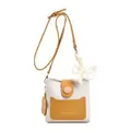 Bolso tipo cubo elegante en crema y amarillo con cuero PU y lazo de seda - Amarillo