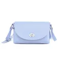 Chic lavender square crossbody bag with silver twist lock and slim shoulder strap - Blue