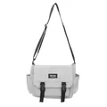 Borsa a tracolla grigio chiaro minimalista con doppie fibbie e cinghia - Grigio chiaro
