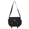 Borsa a tracolla unisex nera techwear con tracolla regolabile e patch logo - Nero