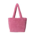 Borsa tote rosa acceso in pile con motivo trapuntato ideale per la moda autunno e inverno - Rosa Rossa