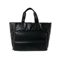 Bolso de viaje acolchado negro de nailon brillante con detalles de cremallera lateral - Negro