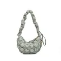 Bolso de hombro nube verde salvia con textura plisada suave y forma de media luna - Gris