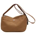 Minimalistische braune Canvas Umhängetasche mit verstellbarem Gurt und Fronttasche - Khaki