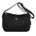 Minimalistische schwarze Canvas Umhängetasche mit verstellbarem Gurt und Metallschnalle - Schwarz