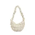 Bolso de hombro blanco acolchado estilo nube con correa fruncida y suave textura - Blanco