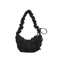 Bolso de hombro acolchado negro estilo nube con correa fruncida y textura suave puffer - Negro