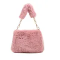 Bolso de piel sintética rosa con perlas blancas y cadena de metal dorada - Rosa