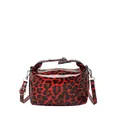 Elegante bolso tote con estampado de leopardo rojo en cuero charol con asa y bandolera - Rojo