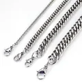 Poliertes Edelstahl-Panzerketten-Halsband für Herren mit stabilem Karabinerverschluss - 80cm / Doppelt Gewebter Karabinerverschluss / 9mm / Silber