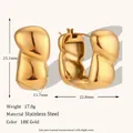 Onregelmatige 18K goudvergulde roestvrijstalen oorringen voor een stijlvolle look - Rechthoekige Concave Gesegmenteerde Gebogen Creolen-Goud