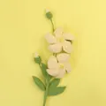 Bouquet de fleurs de campanule au crochet fait main avec fleurs jaunes et feuilles vertes - Jaune Clair (Branche d'Eustoma Afghan)