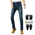 Vaqueros de moto azules desgastados con rodilleras protectoras CE extraíbles - 3XL / Azul