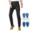 Vaqueros de moto para hombre con retazos de camuflaje negro y rodilleras azules extraíbles - XXS / Camuflaje Azul