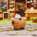 Cute resin capybara figurine with small white rabbit detail for desktop decoration - Capybara with Rabbit on Head (HX-059)