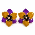 2604107b Coffee Purple Color Block Flowers