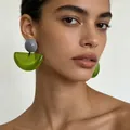 2604198 Green Half-circle Earrings