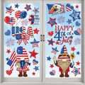 Détail d'autocollants de fenêtre du 4 juillet avec gnomes et motifs de drapeau américain - Style Nain Patriotique (DLR2617)