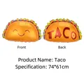 Giant taco-shaped foil balloon for Mexican parties with smile and TACO text 74x61cm - Taco Shape 74x61cm